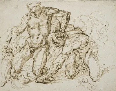 Male Nudes Fighting by Бартоломео Пассаротти, 1563-1572 — digital art print download