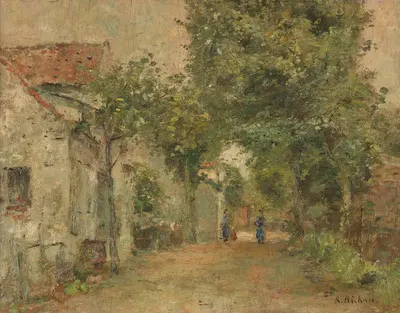 Женщины перед сельскими домами by Рудольф Хекнер, 1920 — digital art print download