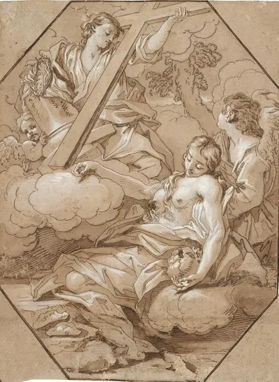 The Ecstasy of St. Mary Magdalene by Бенедетто Лути, 1715-1719 — digital art print download