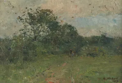 Пейзаж с маленькими фигурами by Рудольф Хекнер, 1909 — digital art print download