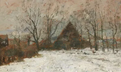 Зимний пейзаж с усадьбой by Рудольф Хекнер, 1920 — digital art print download