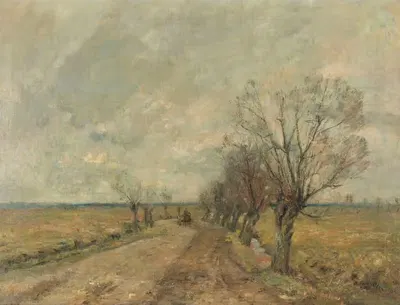 Маршевый ландшафт с аллеей и всадником by Рудольф Хекнер, 1910 — digital art print download