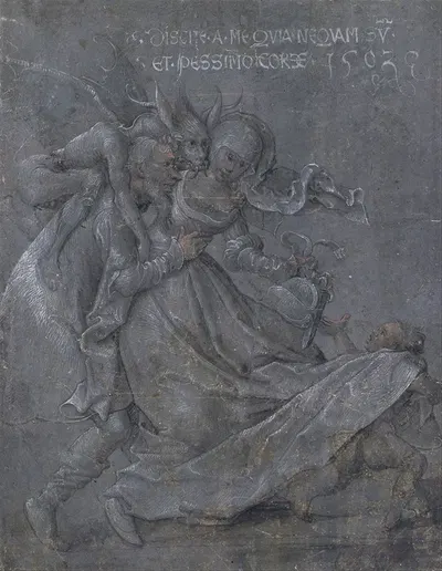 Pair of lovers with the Devil and Cupid by Бернхард Стригель, 1503 — digital art print download