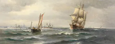Парусные корабли у Копенгагена by Вильгельм Билле, 1880 — digital art print download