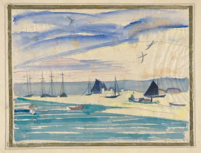 Сцена в гавани by Уильям Зорах, 1916 — digital art print download