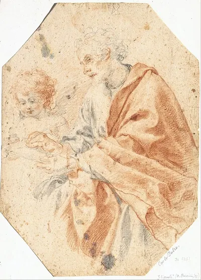 Study of the Evangelist Matthew and the Angel by Carlo Dolci, 1640 — digital art print download