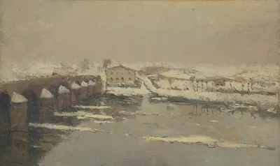 Зима на мосту Шато by Альбер Лебур, 1884 — digital art print download