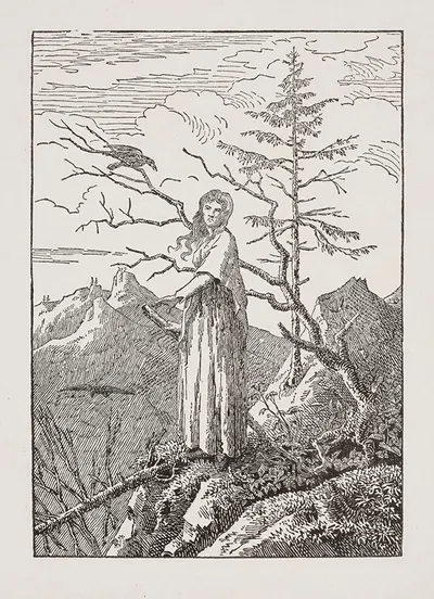 Woman with Raven at the Abyss by Каспар Давид Фридрих, 1803 — digital art print download