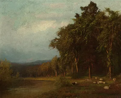 Пастбище для скота, поздний вечер by Александр Хелвиг Уайант — digital art print download
