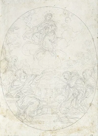 Mary the Immaculate Appears to Four Saints by Ciro Ferri, 1689 — digital art print download