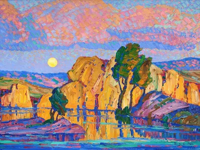 Поздний восход луны (Дикая лошадь Крик) by Биргер Сандзен, 1923 — digital art print download
