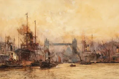 Мост Тауэр, Пул Лондона by Шарль Эдвард Диксон, 1921 — digital art print download