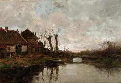 Облачный день вдоль голландского канала by Шарль Поль Групп — digital art print download