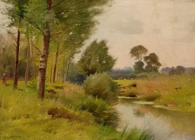 На реке Хузатоник, Коннектикут by Эрнест Партон — digital art print download