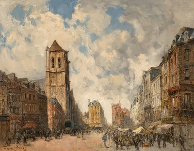 Le marché à Pont-Audemer by Frank Myers Boggs — digital art print download