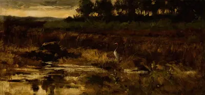 Болото с цаплей by Фредерик Стюарт Чёрч, c. 1900 — digital art print download