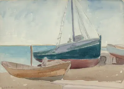 Лодки на пляже by Джордж Копленд Олт, 1921 — digital art print download