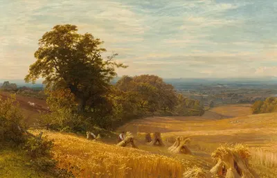 Поле кукурузы в Эбингдоне, Беркс by Джордж Викат Коул, 1874 — digital art print download
