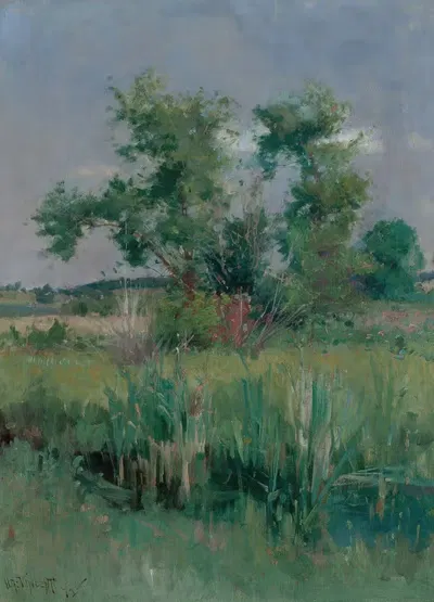 Импрессионистский вид на деревья и ручей by Гарри Айкен Винсент, 1892 — digital art print download