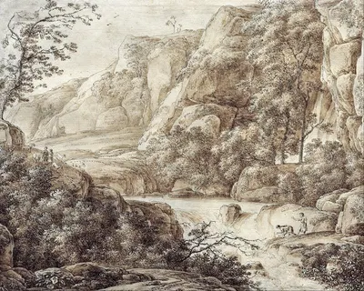 Mountainous Landscape by Франц Кобелл, 1761 — digital art print download