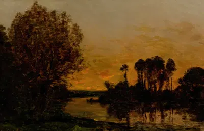 Un Soleil Couchant au Rive by Hippolyte Camille Delpy — digital art print download