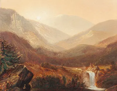 Waterfall and Distant Hills by James David Smillie — digital art print download
