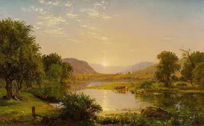 Подготовка лодок на озере Гринвуд by Джаспер Фрэнсис Кропси, 1858 — digital art print download