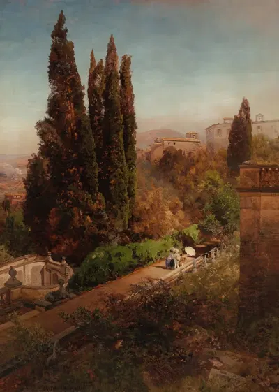 Вид из садов Виллы Торлония, Фраскати, Рим by Освальд Ахенбах, 1881 — digital art print download