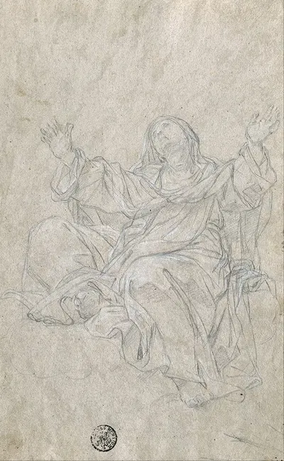 Study for Saint Catherine by Giovanni Odazzi, 1714 — digital art print download
