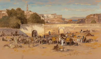 Evening Before Market at Tangiers by Samuel Colman, 1870 — digital art print download