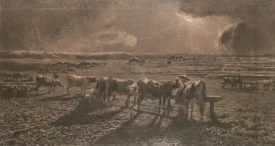 Evening (Grazing, Alla stanga) by Джованни Сегантни, 1886 - 1888 — digital art print download
