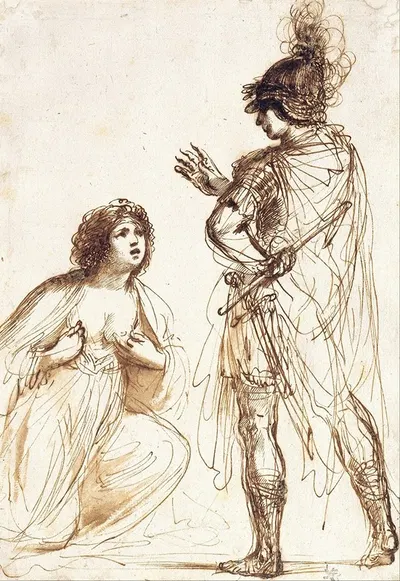 Cleopatra and Octavian by Guercino, 1640 — digital art print download