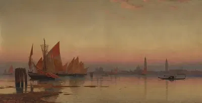 Венецианское побережье на закате by Уильям Стэнли Хазелтайн, 1872 — digital art print download