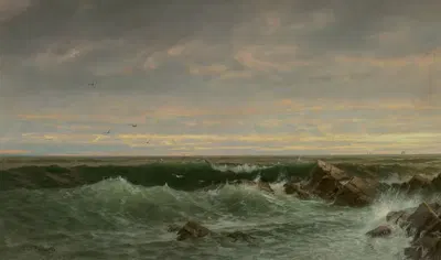 Вечернее море, бригантина, отмели by Уильям Трост Ричардс — digital art print download