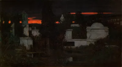 Итальянское кладбище на закате by Адам Хмеловский, 1880 — digital art print download
