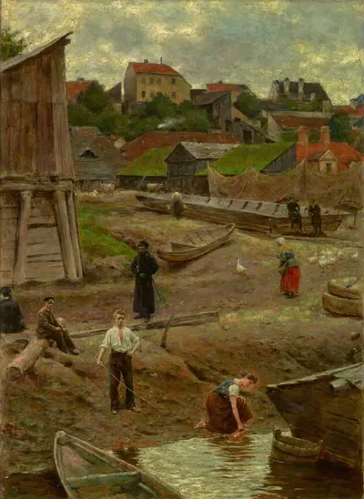 Повисле (Берег Вислы в Варшаве) by Александр Гиерминьский, 1883 — digital art print download