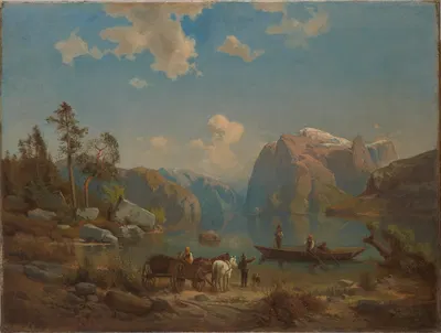 Горный пейзаж с озером by Александр Коцис, 1860 — digital art print download