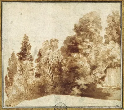 Group of Trees at a Wall by Герман ван Свейнвелт, 1630 — digital art print download