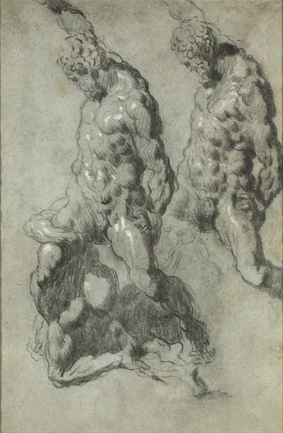Two Studies of Samson Slaying the Philistines by Jacopo Tintoretto, 1518-1594 — digital art print download