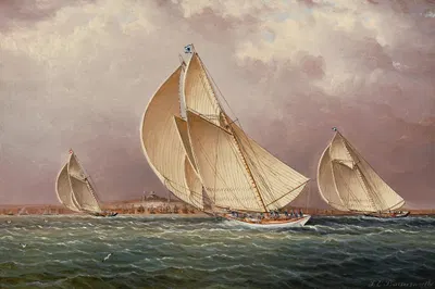 Yachting in Boston Harbor by James Edward Buttersworth — digital art print download