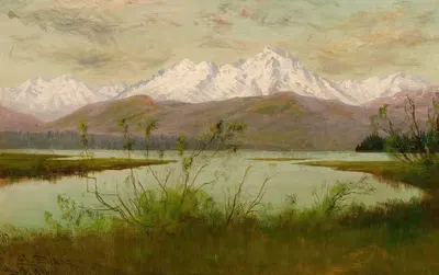 Олимпийский хребет с реки Скохомис, Вашингтон by Джеймс Эверетт Стюарт, 1891 — digital art print download