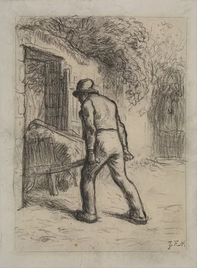 Study for Man with a Wheelbarrow by Жан-Франсуа Миле, 1855 - 1856 — digital art print download