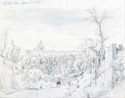 View of Saint Peter’s Basilica in Rome by Иоганн Георг фон Диллис, 1817 — digital art print download