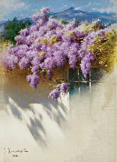 Wisteria In Bloom by Iosif Evstafevich Krachkovsky, 1898 — digital art print download