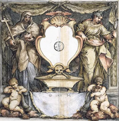 Presentation Drawing for an Epitaph by Lazzaro Baldi — digital art print download