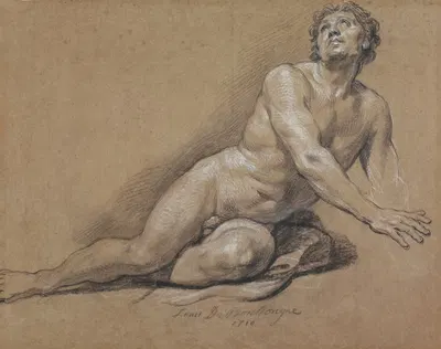 Reclining Male Nude by Louis de Boullogne the Younger, 1710 — digital art print download