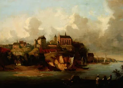 Вид на Сандамир с реки Вислы by Йозеф Сзерментовский, 1856 — digital art print download