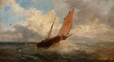 View of the Sea – Boat at the Sea by Jules Coignet — digital art print download