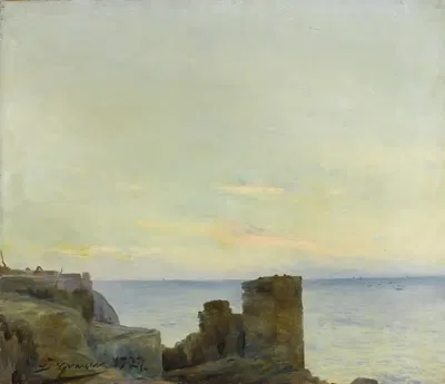 Морской пейзаж с руинами by Луис Гранер и Арруфи, 1927 — digital art print download