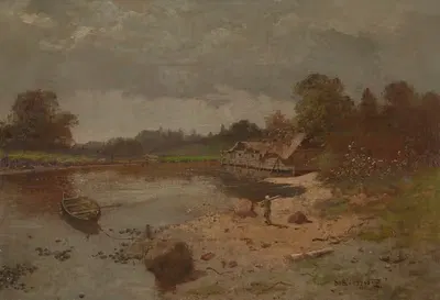 Пейзаж с прудом by Северин Бещад, 1890 — digital art print download